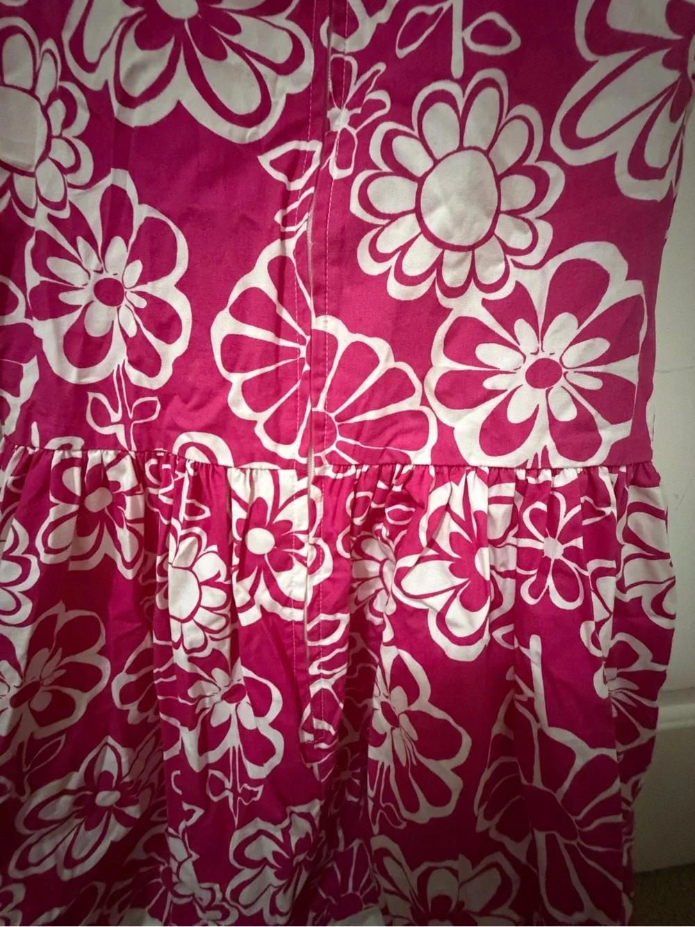 Gymboree Fuchsia Pink Floral Dress with White Trim